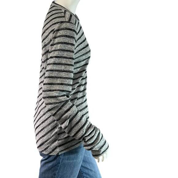 Rag & Bone Striped Slim Long-Sleeve Crewneck Top Directional Stripes Size L - Picture 5 of 9